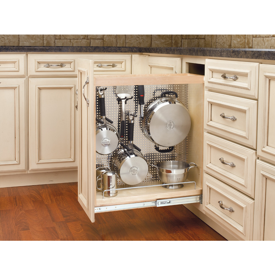 Rev A Shelf 8 in W x 22.5 in D x 25.5 in H 1 Tier Wood Pull Out Cabinet Basket