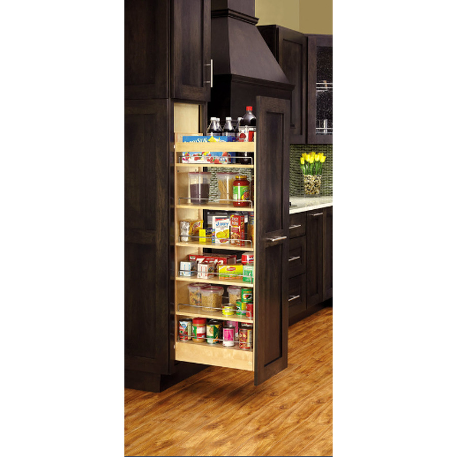 Rev A Shelf 8 in W x 22 in D x 51.81 in H 1 Tier Wood Pull Out Cabinet Basket