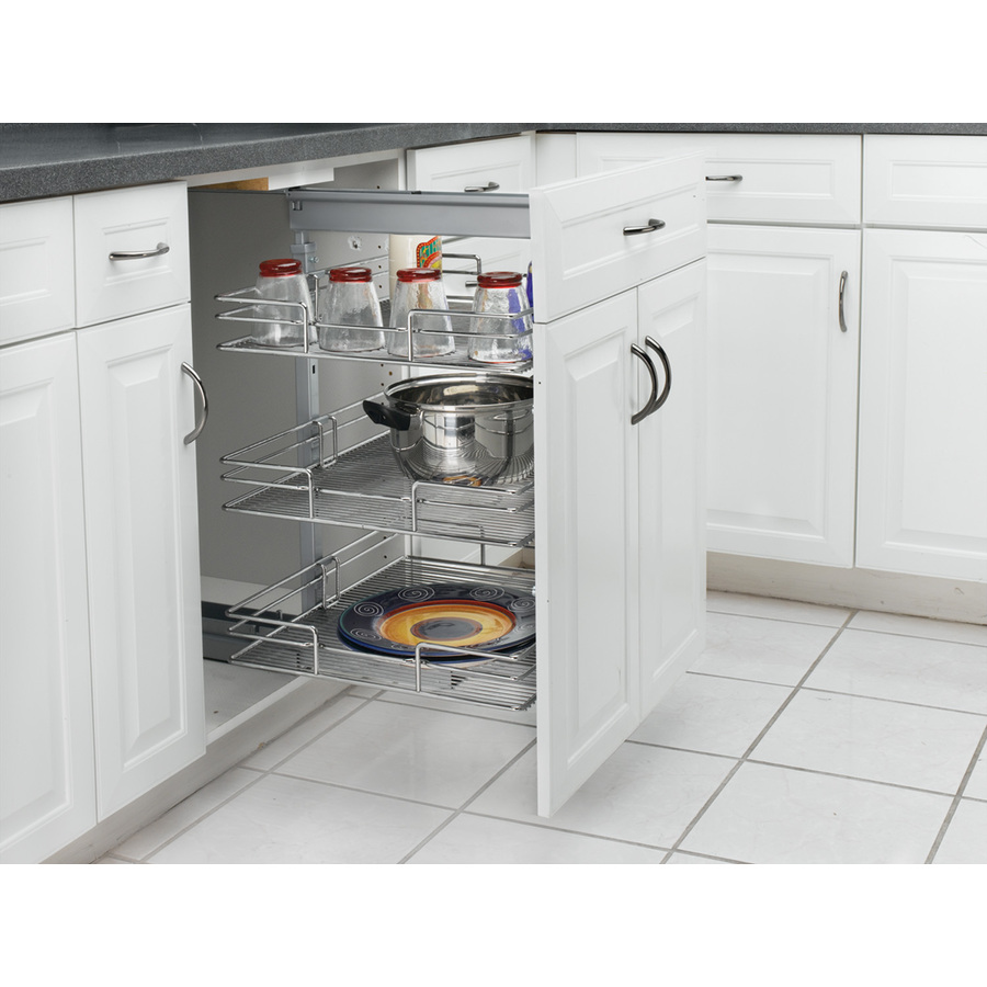 Rev A Shelf 14.75 in W x 20 in D x 26.38 in H 3 Tier Metal Pull Out Cabinet Basket