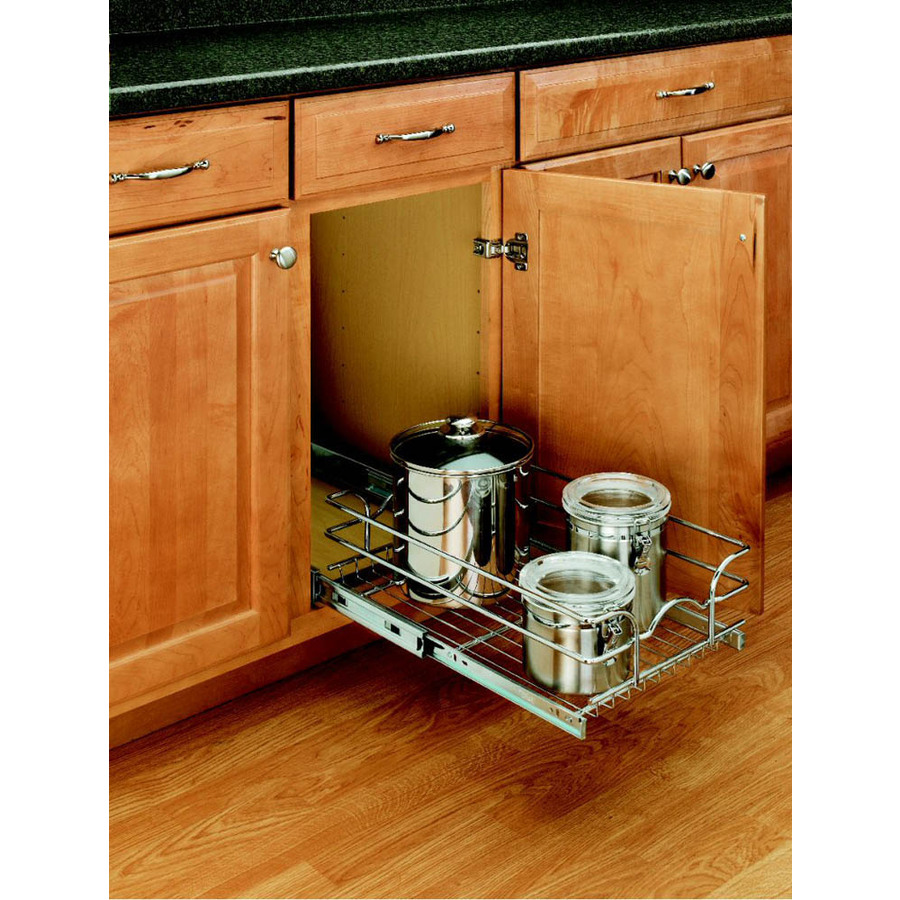 Rev A Shelf 11.38 in W x 18 in D x 6 in H 1 Tier Metal Pull Out Cabinet Basket