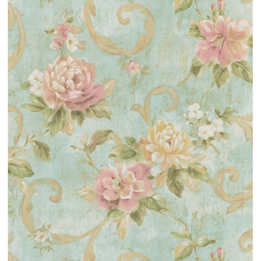 Brewster Wallcovering Rose Scroll Wallpaper