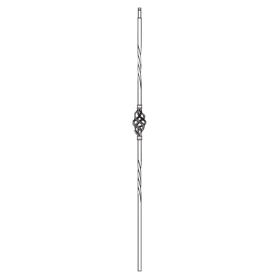 EverTrue Powder Coated Wrought Iron Single Basket Baluster (Common 42 in; Actual 42 in)