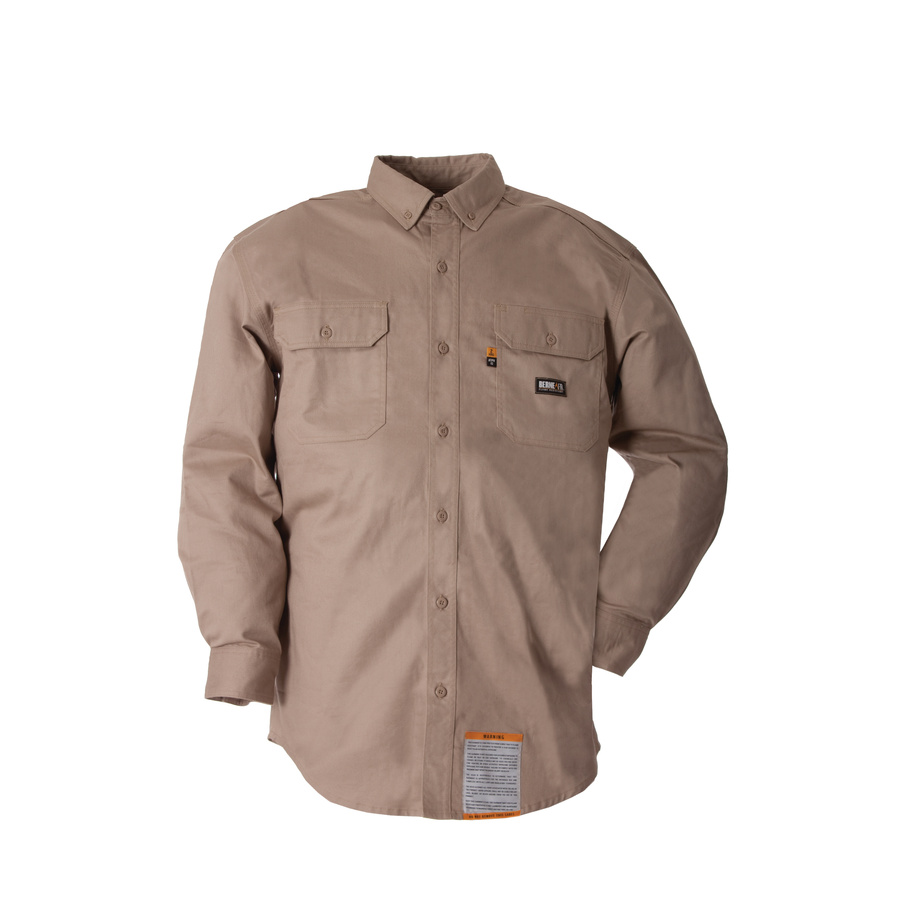 BERNE APPAREL Men's XX Large Khaki Twill Cotton Nylon Blend Long Sleeve Uniform Work Shirt