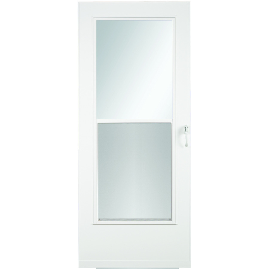 LARSON White Value Core Mid View Tempered Glass Storm Door (Common 75 in x 32 in; Actual 75.9345 in x 33.56 in)