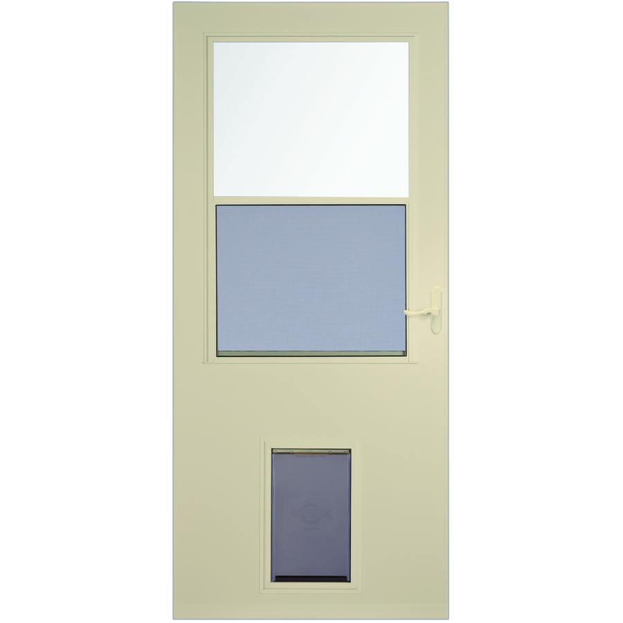 LARSON Almond Pet Door High View Tempered Glass Storm Door (Common 81 in x 32 in; Actual 81.13 in x 33.56 in)
