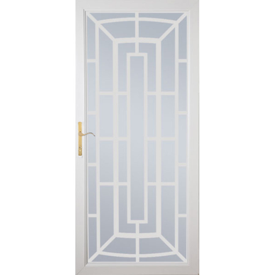 LARSON Annapolis Brass White Aluminum Security Door (Common 81 in x 36 in; Actual 80.81 in x 37.625 in)