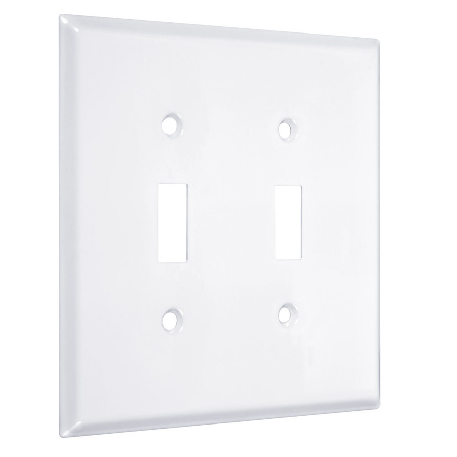 Hubbell TayMac 2 Gang White Double Toggle Wall Plate
