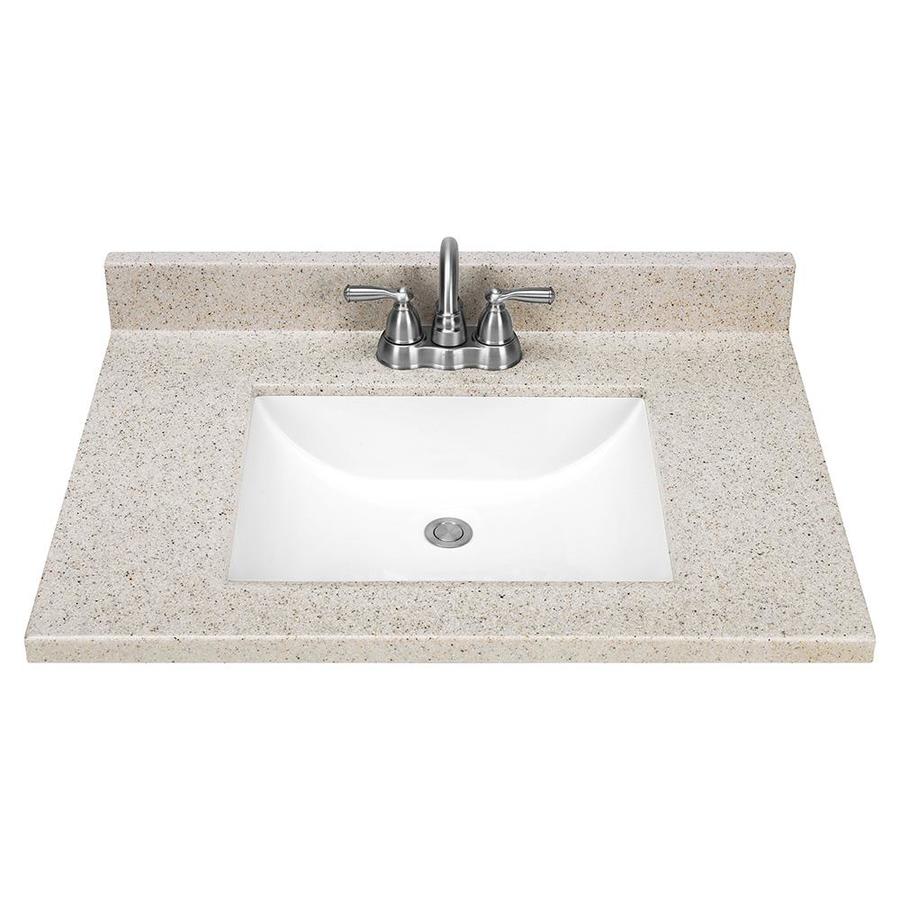 Style Selections Dune Solid Surface Integral Single Sink Bathroom Vanity Top (Common 31 in x 22 in; Actual 31 in x 22 in)