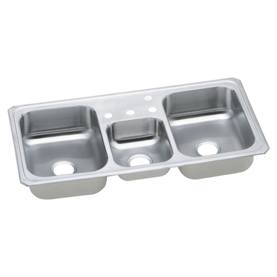 Elkay Triple Basin Drop In Stainless Steel Kitchen Sink