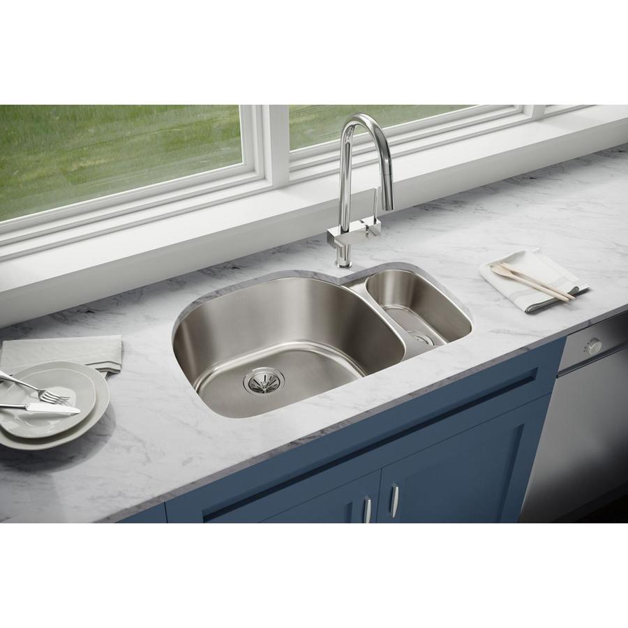 Elkay Harmony 21.19 in x 31.56 in Lustertone Double Basin Stainless Steel Undermount Residential Kitchen Sink