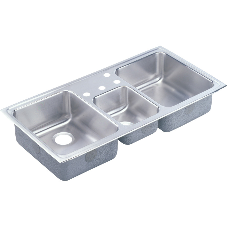 Elkay Lustertone Triple Basin Drop In Stainless Steel Kitchen Sink