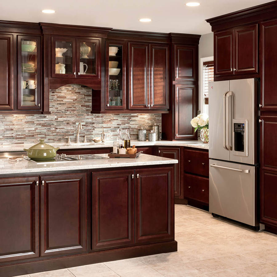 Shenandoah Bluemont 145 In W X 13 In H X D Bordeaux Cherry Kitchen Cabinet Sample In The Kitchen Cabinet Samples Department At Lowescom