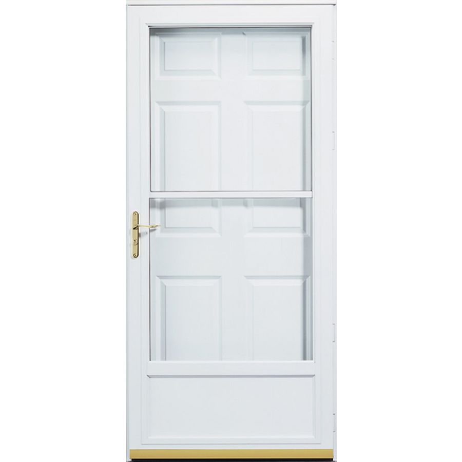 Pella White Hartford Mid View Safety Storm Door