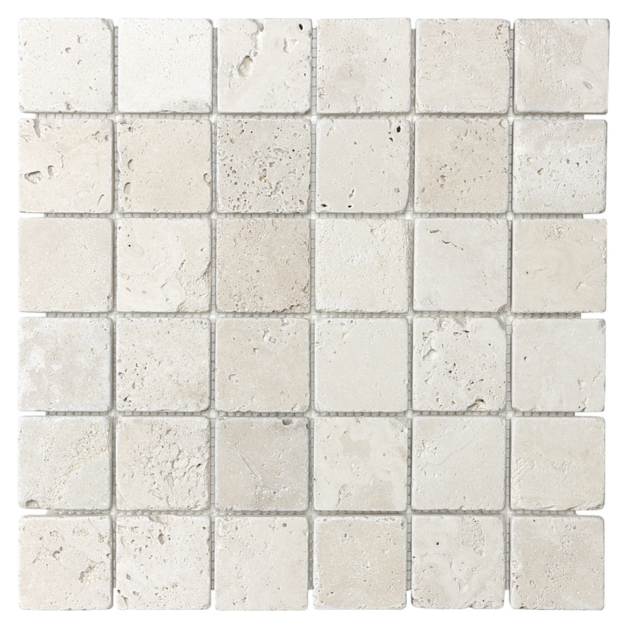 Chiaro Tumbled Marble Natural Stone Mosaic Square Wall Tile (Common 12 in x 12 in; Actual 12 in x 12 in)