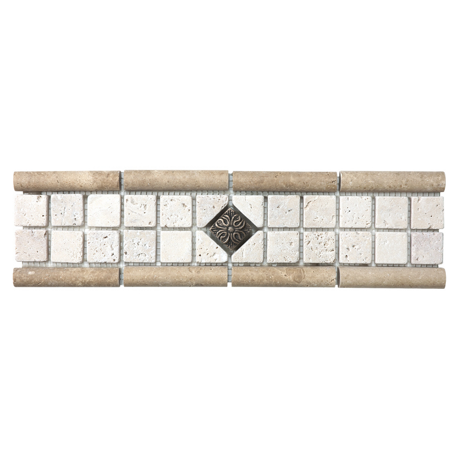 12W x 3L Chiaro with Metal Deco Listello Travertine