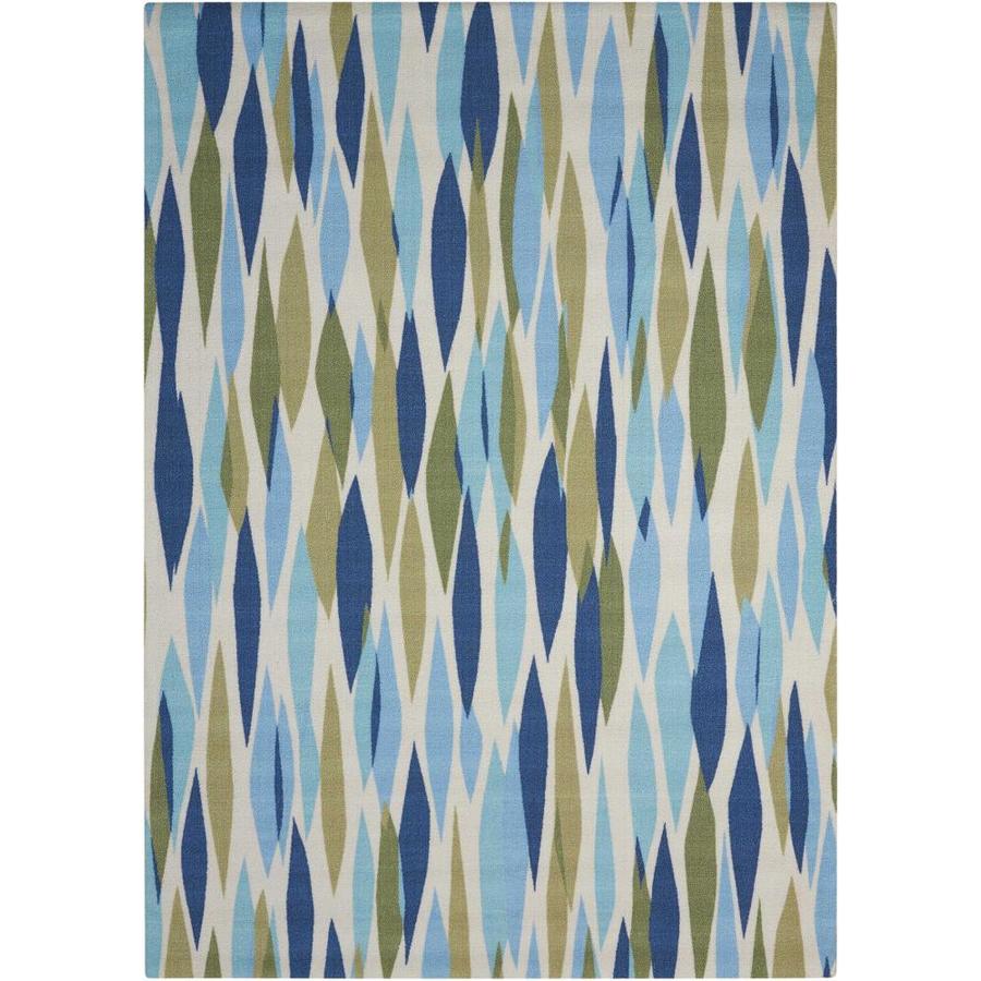 Waverly Sun and Shade Seaglass Rectangular Indoor/Outdoor Machine Made Area Rug (Common 7 x 10; Actual 93 in W x 130 in L)