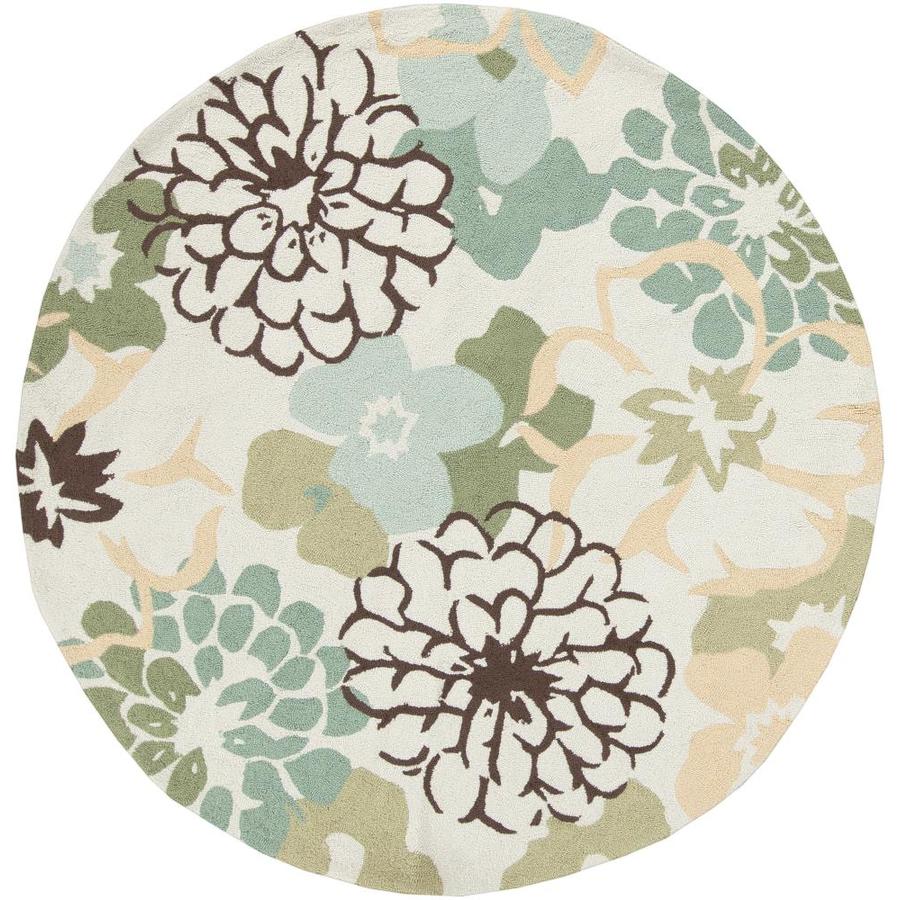 Surya Brentwood Cream Round Indoor Floral/Botanical Mid-Century Modern Handcrafted Area Rug Cotton in Off-White | BNT7692-6RD