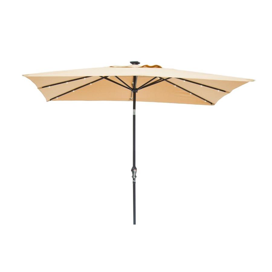 Sun Ray 107 48 Ft Rectangular Taupe With Black Aluminum Frame Solar Powered Push Button Tilt Market Patio Umbrella 8l1027 Sportspyder