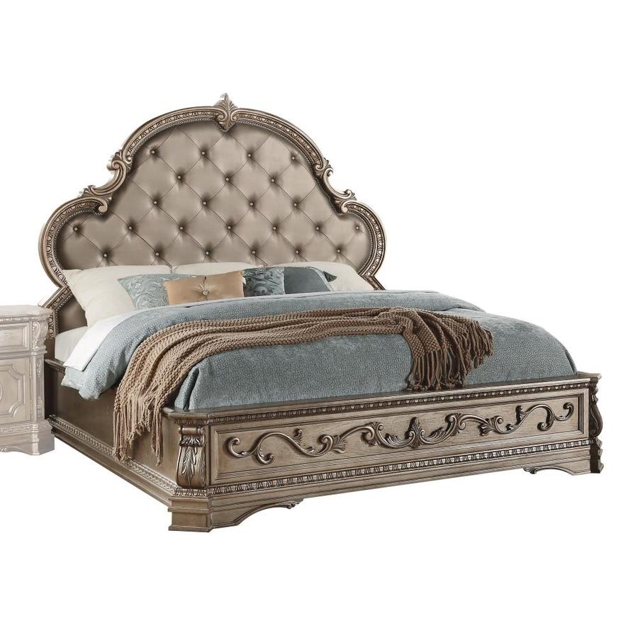 Acme Furniture Northville Pu And Antique Silver King Panel Bed 26927ek From Acme Furniture Accuweather Shop