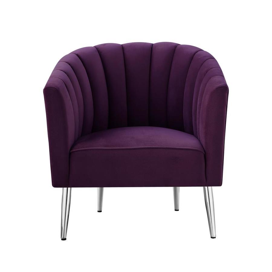 Nicole Miller Tibii Modern Purple/Chrome Velvet Accent Chair | NAC108-02PL-LS