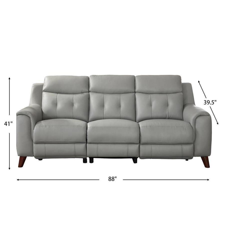 Hydeline Torino Midcentury Silver Gray Genuine Leather Reclining Hydeline Torino Midcentury Silver Gray