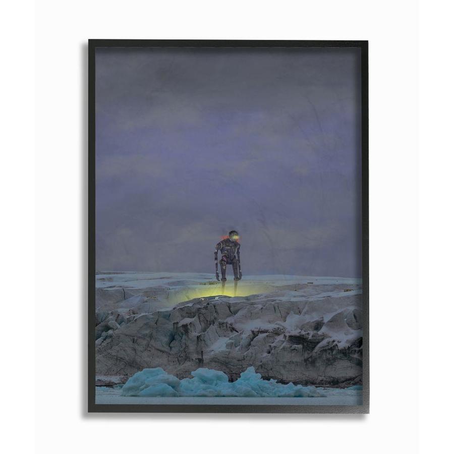 Stupell Industries Modern Photograph Collage Artic Robot Landscape Framed 14-in H x 11-in W Abstract Wood Print | JBP-119-FR-11X14