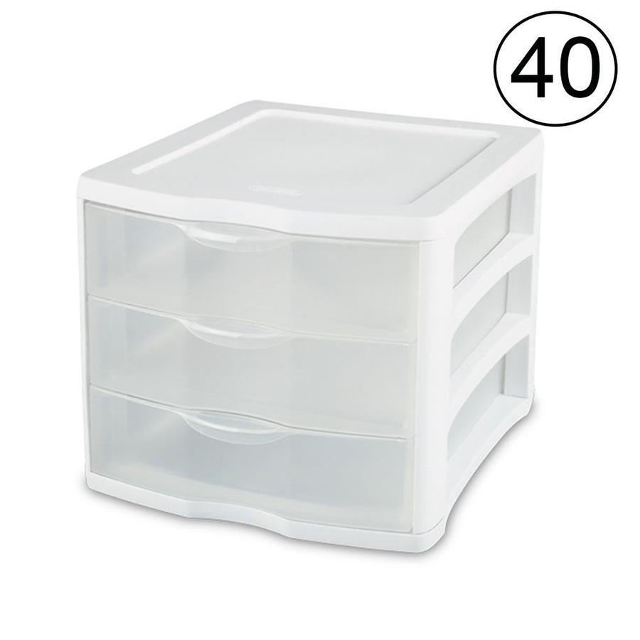 Sterilite Corporation 3 Drawers Clear Stackable Plastic Drawer (40-Pack) | 108001