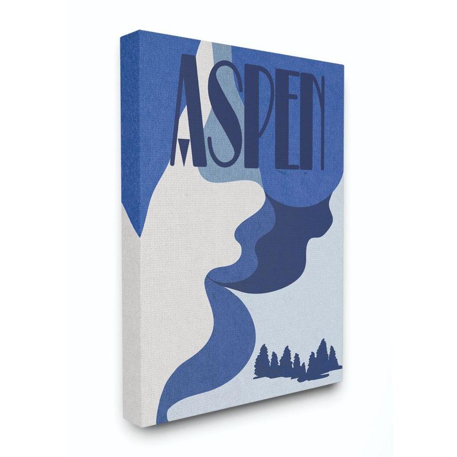 Stupell Industries Aspen Abstract Blue Mountain Design Frameless 20-in H x 16-in W Abstract Canvas Print | CW-1566-CN-16X20