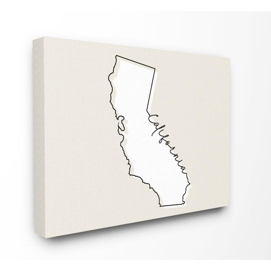 Stupell Industries California Home State Map Neutral Print Design Frameless 30-in H x 24-in W Abstract Canvas Print | CW-1629-CN-24X30