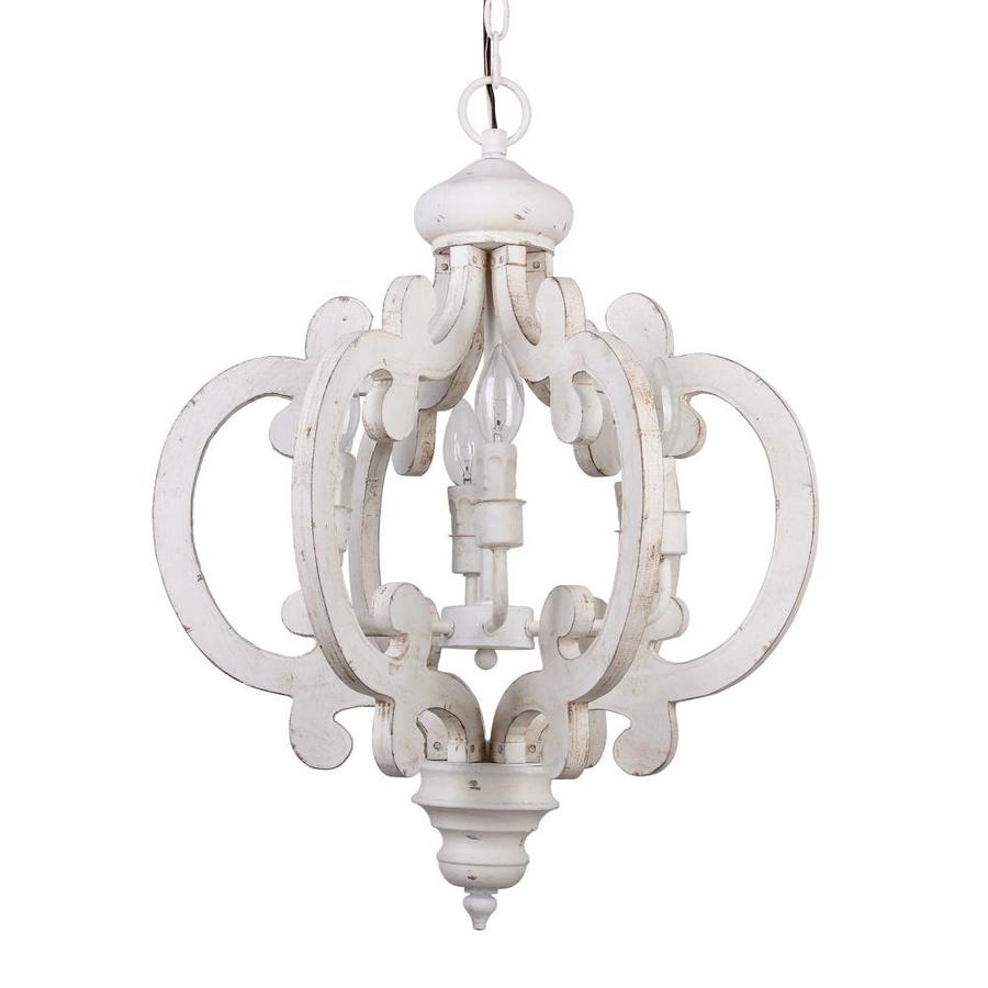 Distressed Antique White Wooden 6 Light Chandelier Distressed Antique White Wooden 6 Light Chandelier