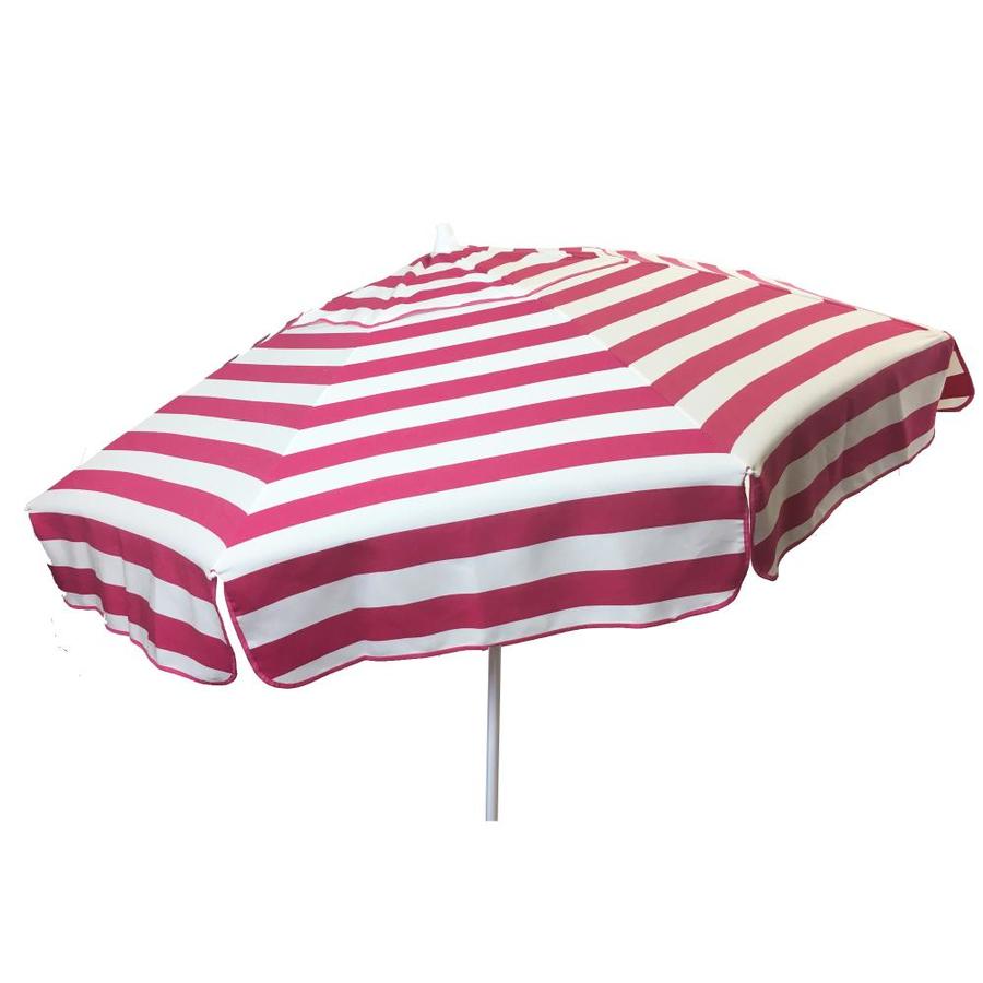 Destinationgear Destinationgear Pink And White Market 6 Ft Push Button Tilt Octagon Patio Umbrella With Silver Aluminum Frame 1329 From Lowe S Daily Mail