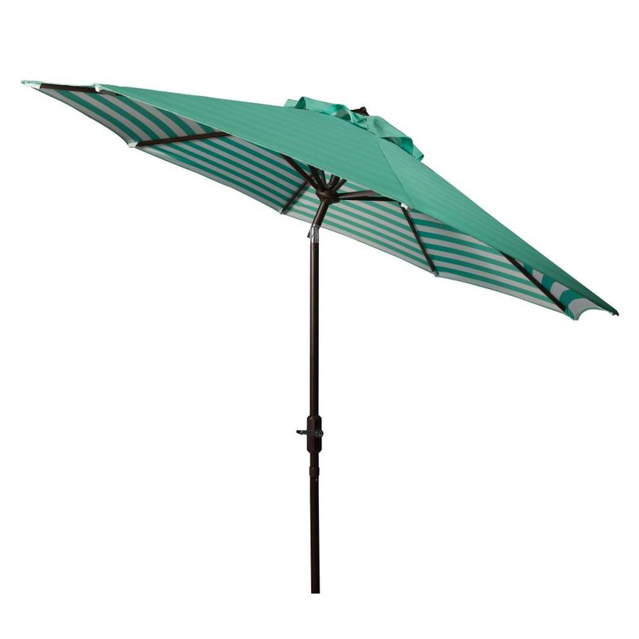 Safaviehsafavieh 9 Ft Octagon Dark Green White With Brown Aluminum Frame Crank Market Patio Umbrella Pat8007e Dailymail