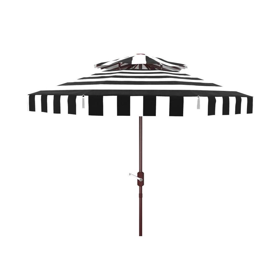 Safaviehsafavieh 9 Ft Octagon Navy White With Black Aluminum Frame Crank Garden Patio Umbrella Polyester Pat8203b Dailymail