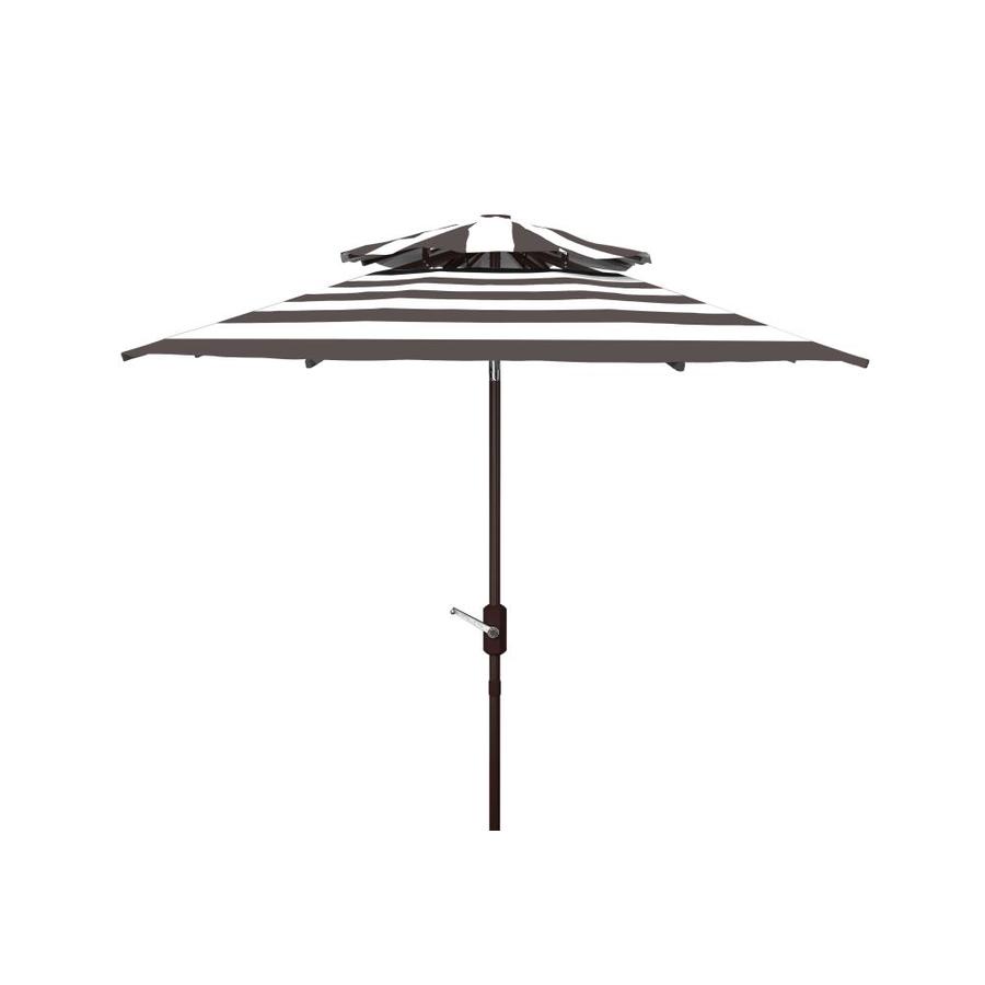 Safaviehsafavieh 9 Ft Octagon Gray White With Black Aluminum Frame Crank Garden Patio Umbrella Polyester Pat8204d Dailymail