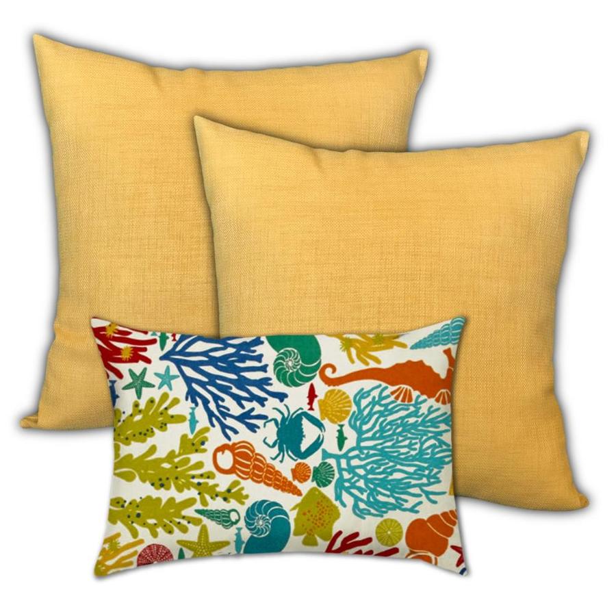 1 Lumbar, Lemon Seaweed Teal Orange Throw Pillow Covers