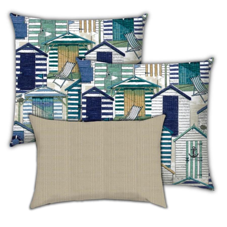 Lumbar Pillow, Strolling Outdoor Pillows Navy White Sand Outdoor