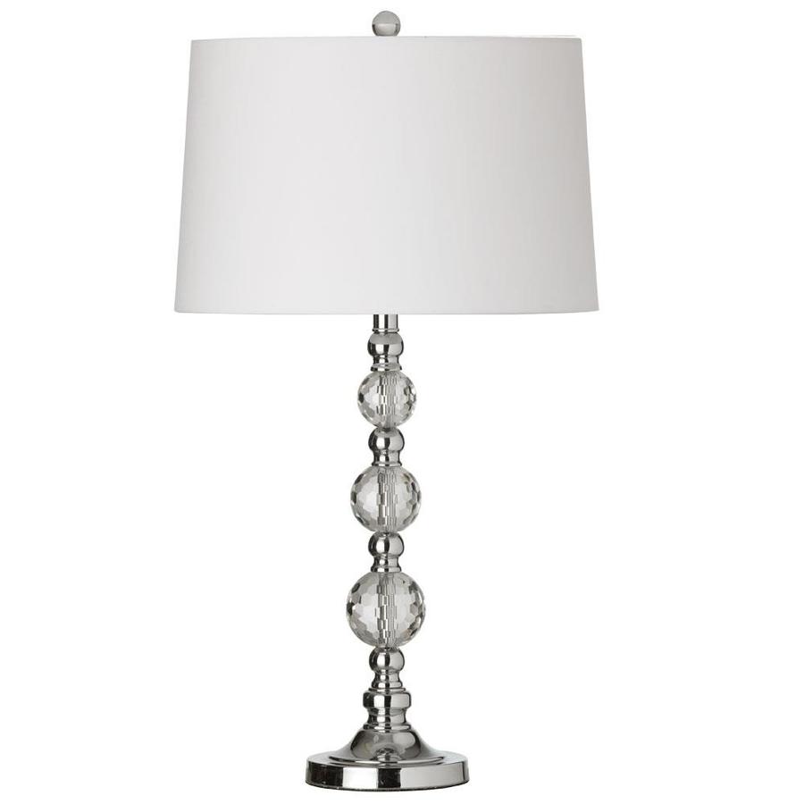 Crystal 29.25 in White Incandescent Table Lamp with White Fabric Shade