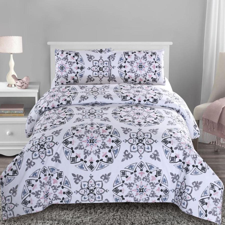 Quarters Callie Medallion 3pc Duvet 3pcs Aqua Washed Cotton Duvet Cover