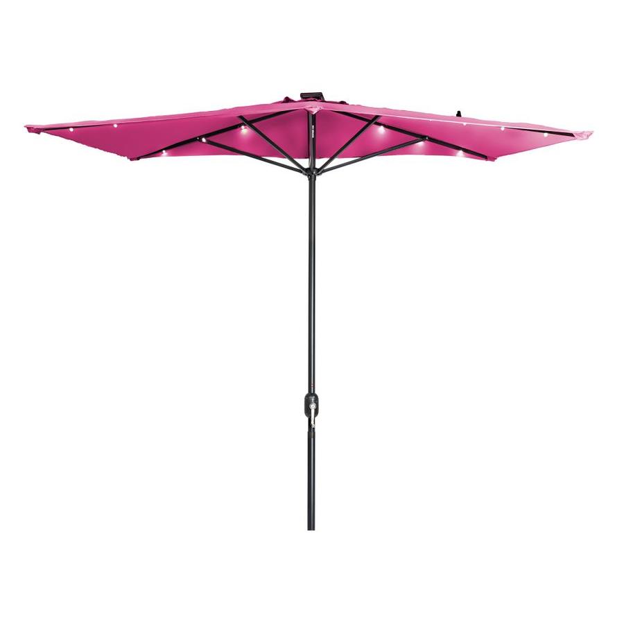 Trademark Innovationstrademark Innovations 78 Ft Half Pink With Black Steel Frame Solar Powered No Tilt Half Round Patio Umbrella Polyester Ledrect Half Rose Dailymail