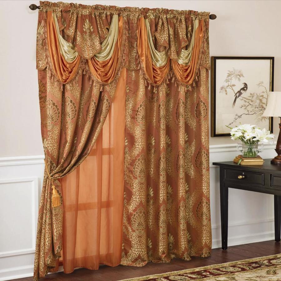 RT Designers Collection 84-in Orange Polyester Light Filtering Standard Lined Rod Pocket Single Curtain Panel | PNM21667