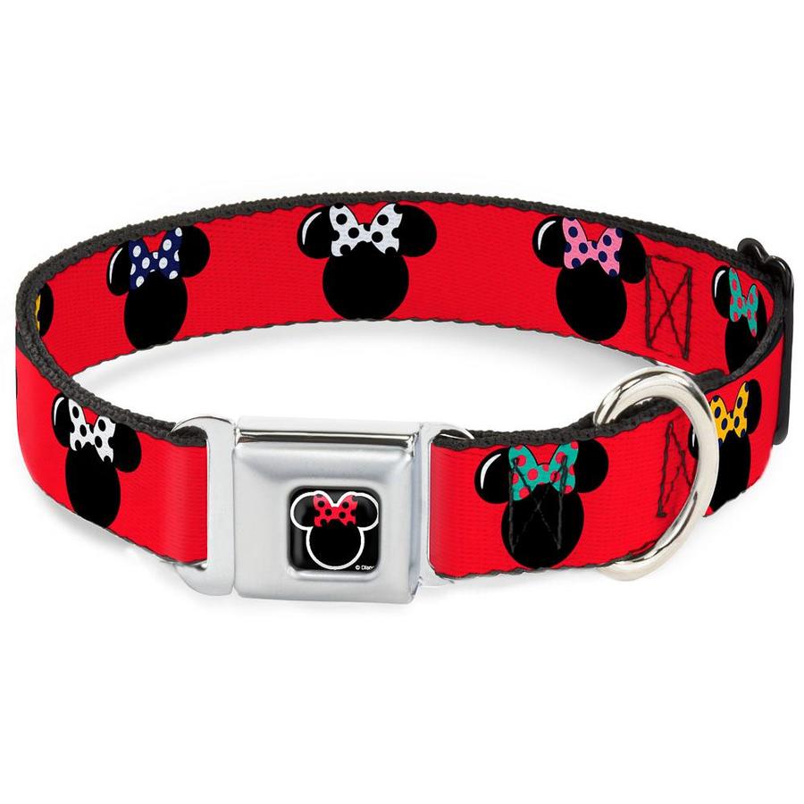 Fan Favorite Buckle Down Dog Collar Seatbelt Buckle Minnie Mouse Silhouette Red Black Polka Dot 9 To 15 In 1 0 In Wide Polyester Dc Wdy097 S Fandom Shop - black and white dot and mickey mouse circle scarf roblox
