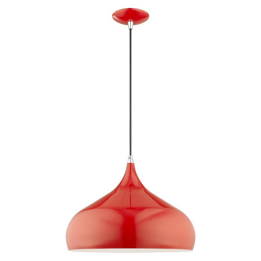 Livex Lighting Metal Shade Mini Pendants Shiny Red Modern/Contemporary Cone Pendant Light Rubber | 41174-72