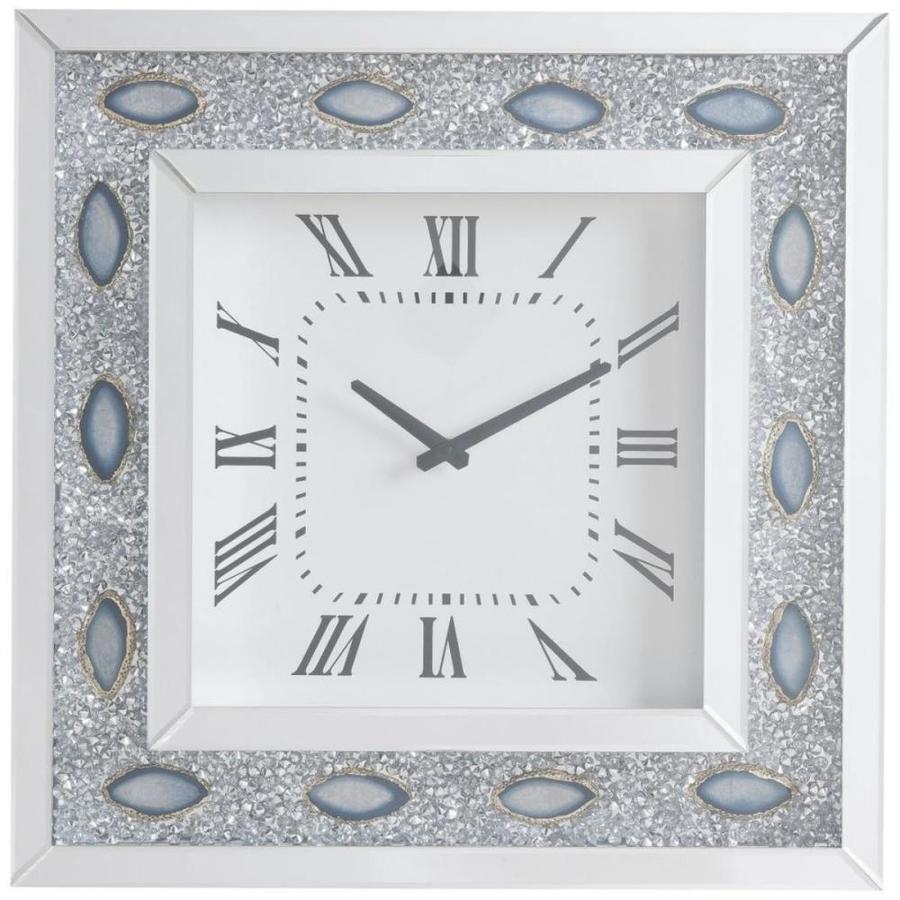 Lowe S For Homeroots 20 X 2 X 20 Mirrored And Faux Agate Analog Wall Clock In Off White 332496 Accuweather Shop