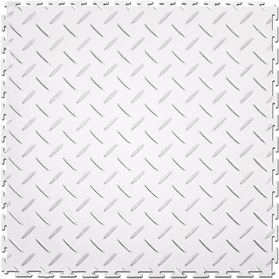 Perfection Floor Tile 20 1/2 in W x 20 1/2 in L White Diamond Plate Garage Flooring Tile