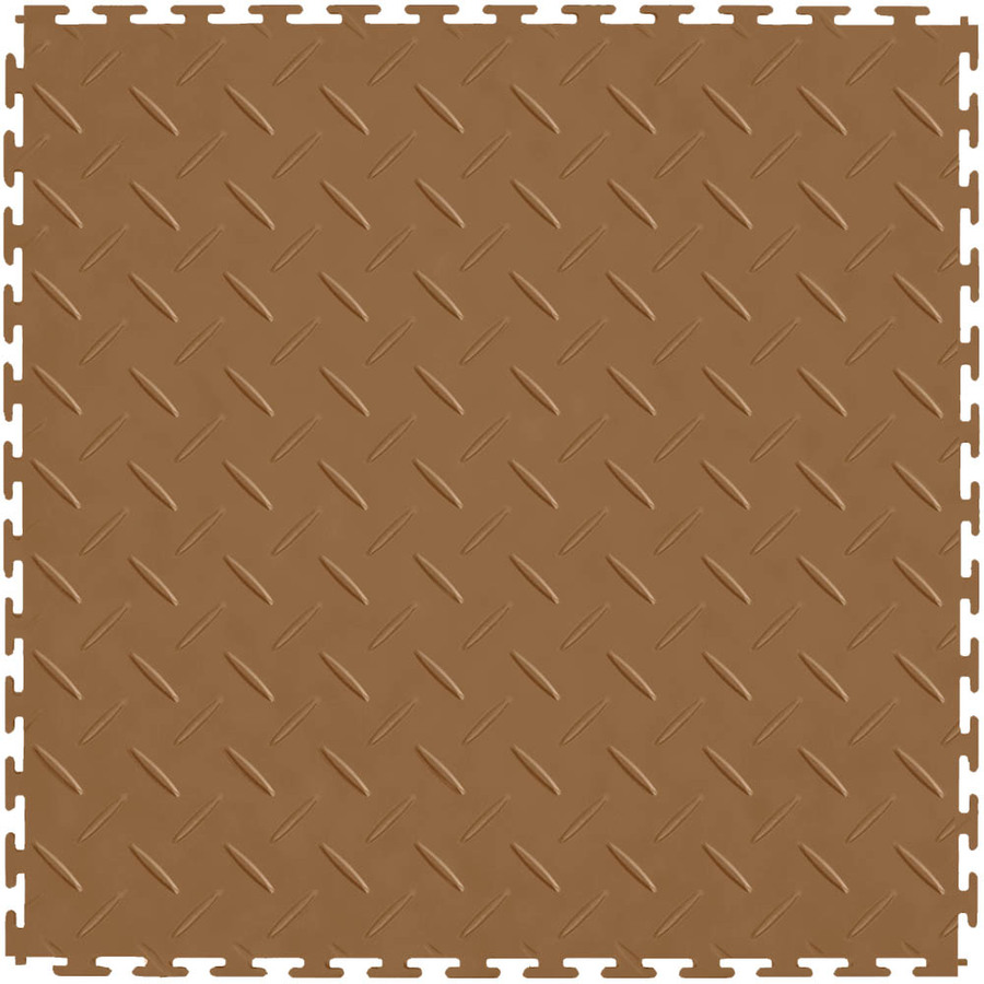 Perfection Floor Tile 20 1/2 in W x 20 1/2 in L Tan Diamond Plate Garage Flooring Tile