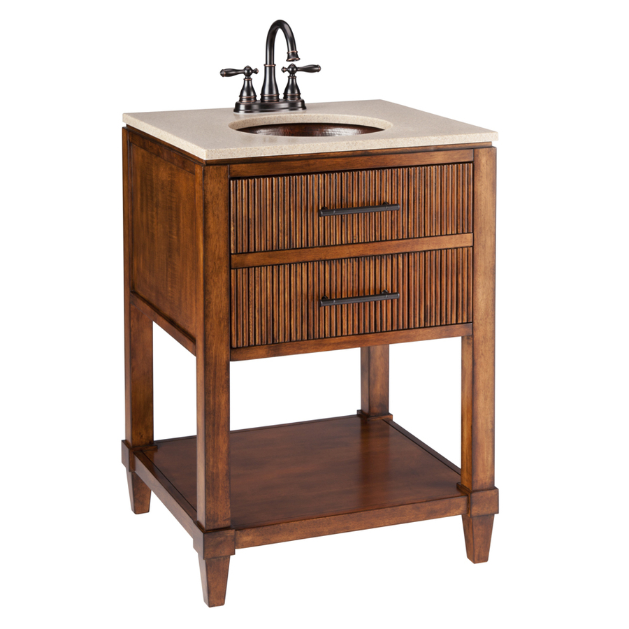 Thompson Traders Renovations Espresso Undermount Single Sink Asian Hardwood Bathroom Vanity with Cultured Marble Top (Actual 24 in x 22 in)