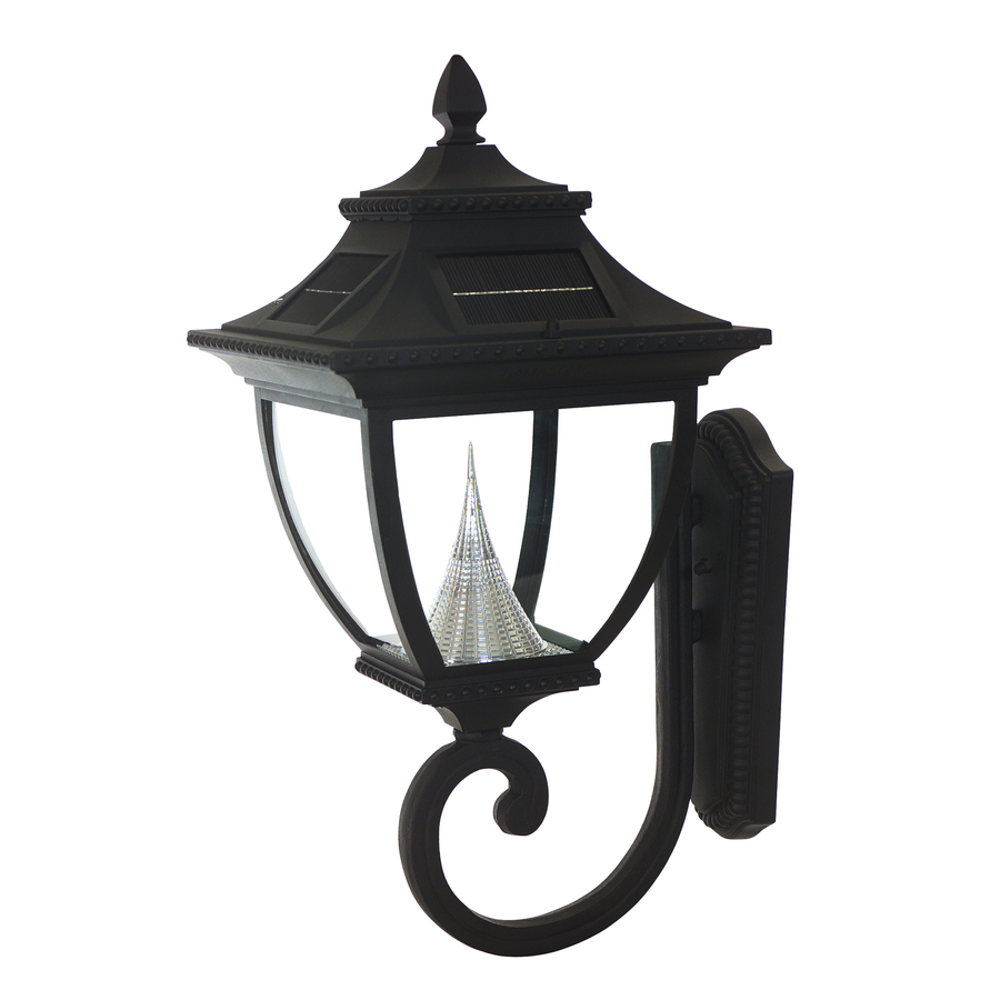 Gama Sonic Pagoda 21 in H Black Solar LED Post Light