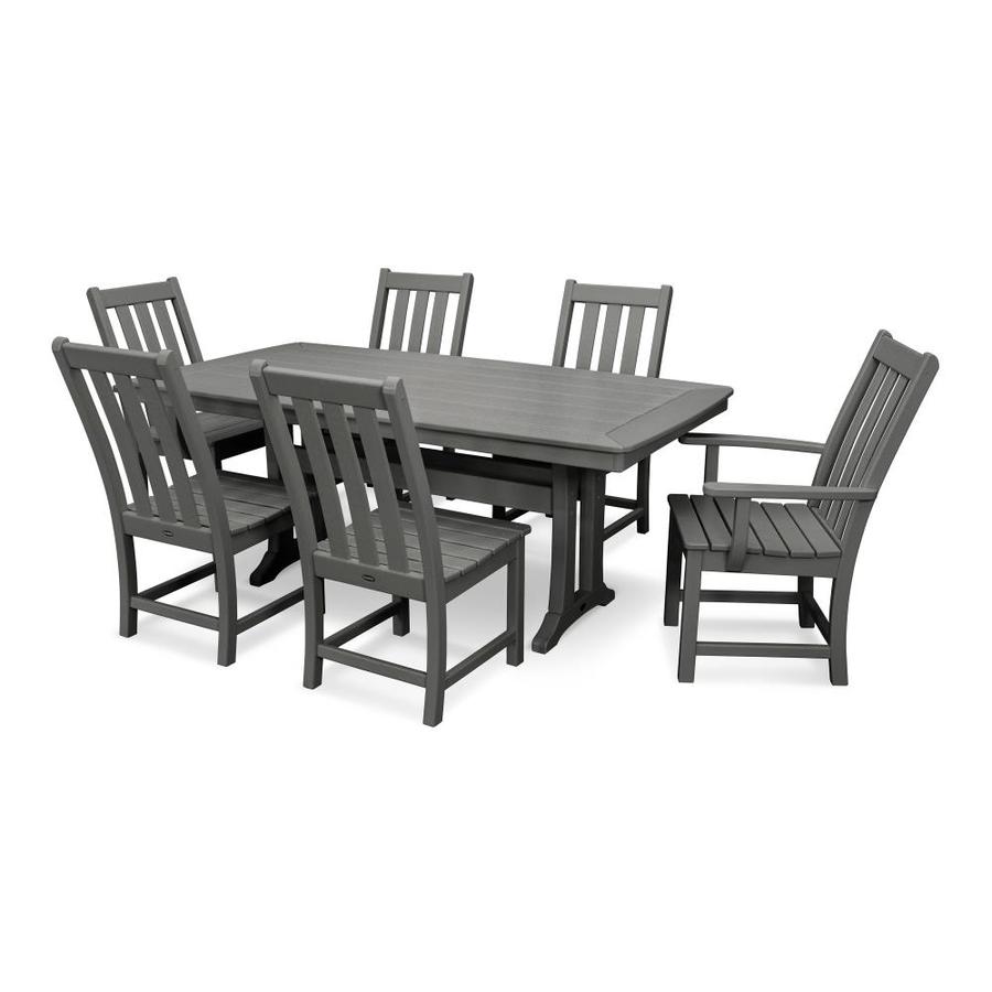 POLYWOOD Vineyard 7-Piece Gray Frame Patio Set | PWS343-1-GY