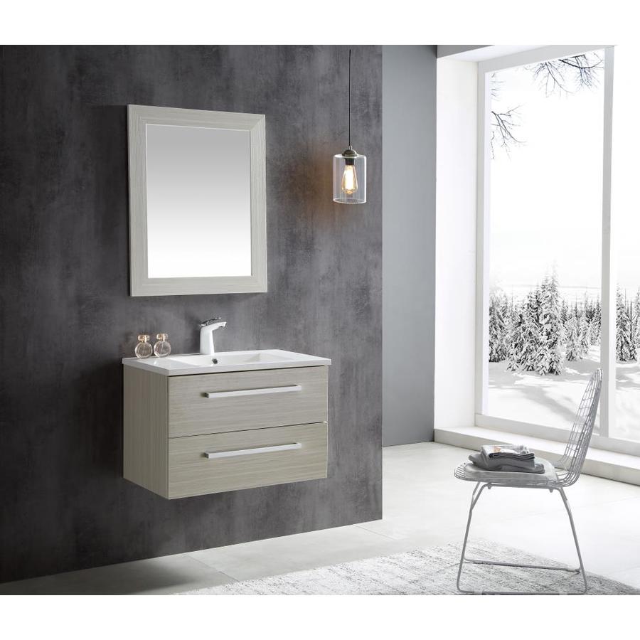 Anzzi Conques 30 In White Undermount Single Sink Bathroom Vanity With White Ceramic Top Mirror Included In The Bathroom Vanities With Tops Department At Lowes Com