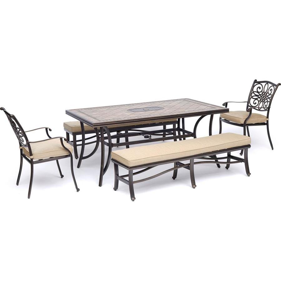 Hanoverhanover Hanover Manor 5 Piece Outdoor Dining Set With A 60 In Cast Top Table 4 Contoured C Spring Chairs 9 Ft Table Umbrella And Stand Mandn5pcsp Dailymail